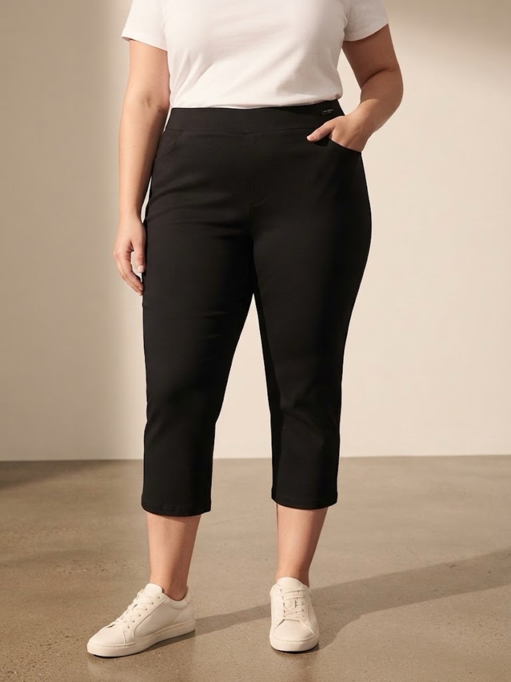 Ashley Stewart Black Pull-On Capri Pants